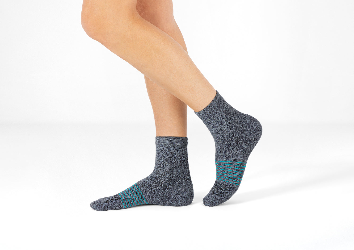 Alternative view of Compression Ankle Socks 15-20 mmHg - Gray/Teal Stripe