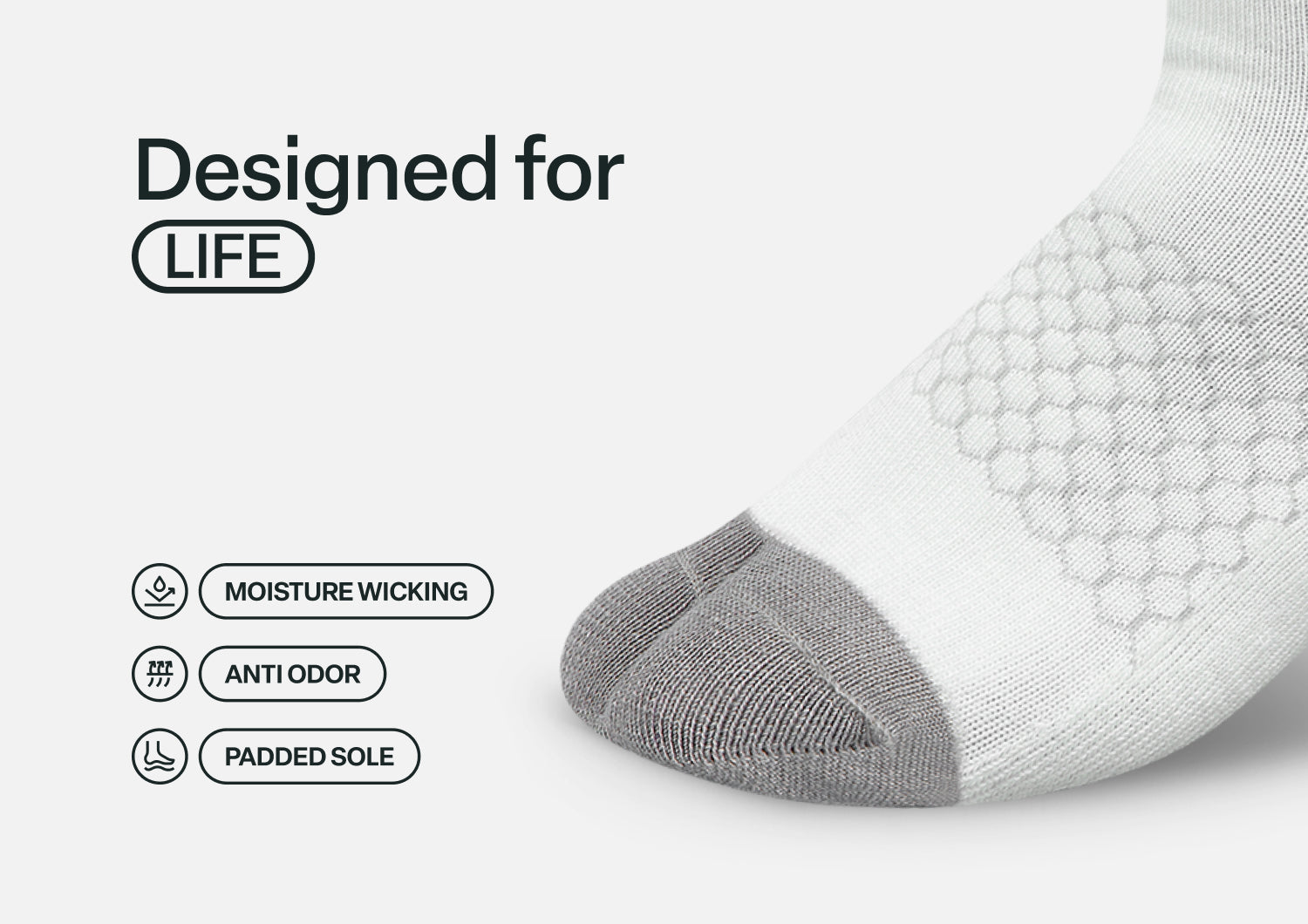 Bunion Relief. Padded Ankle Socks - White - Image 6
