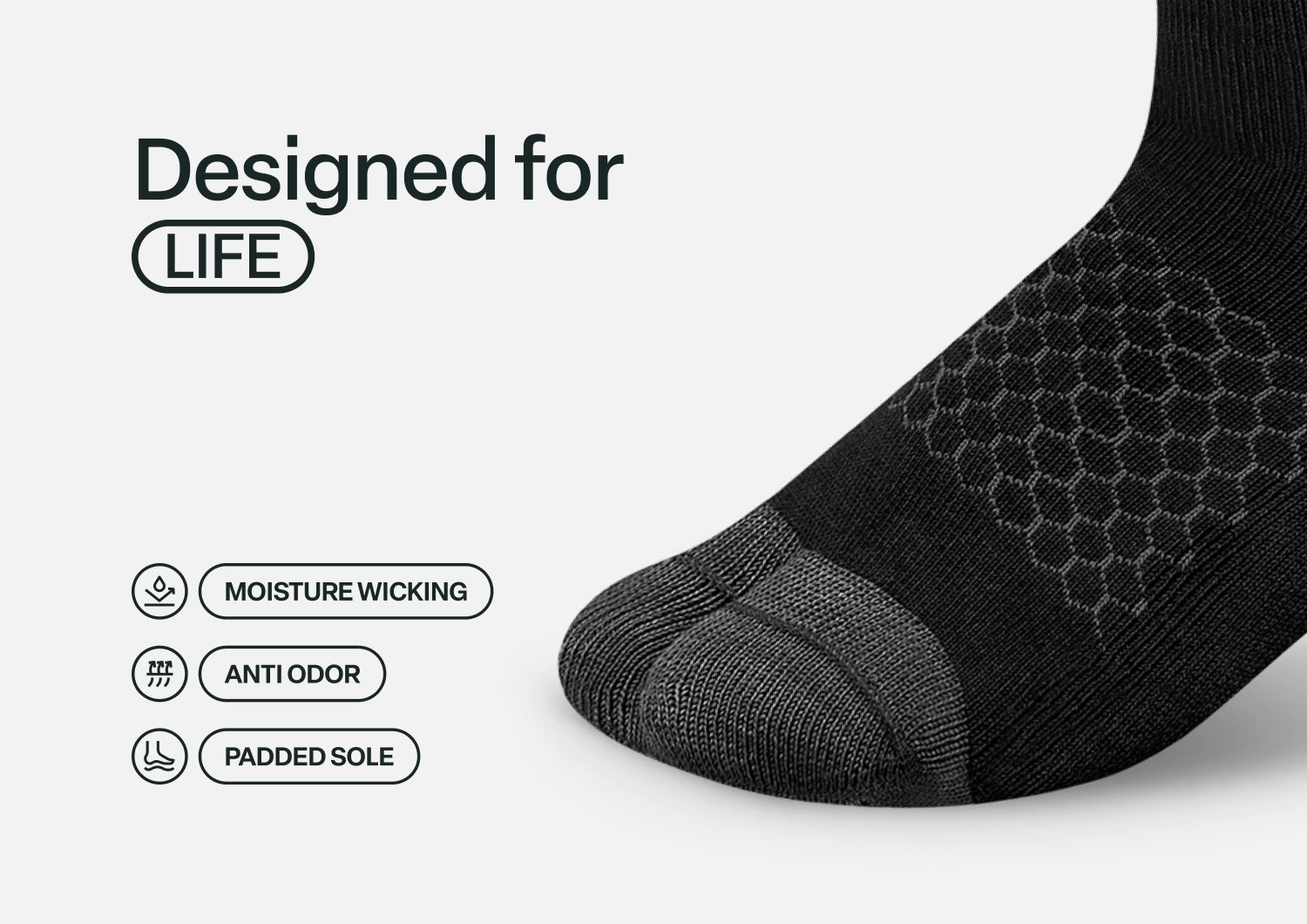 Bunion Relief. Padded Ankle Socks - Black - Image 6
