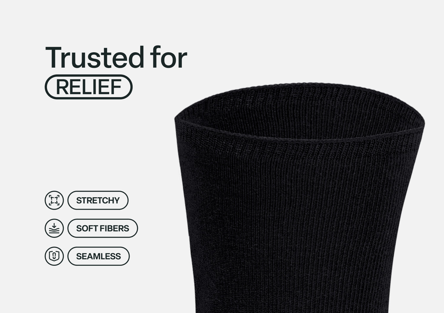Casual/Dress Diabetic Socks - Black - Image 5
