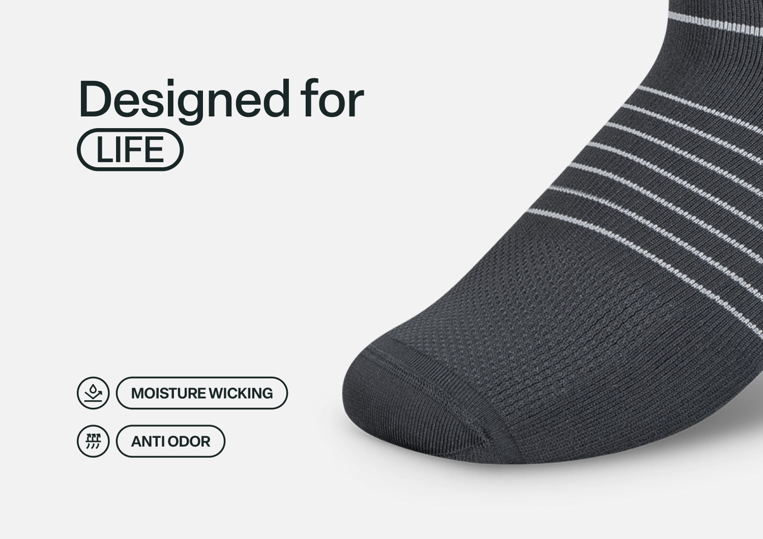Mid-Calf Compression Socks 18-25 mmHg - Dark Gray - Image 6