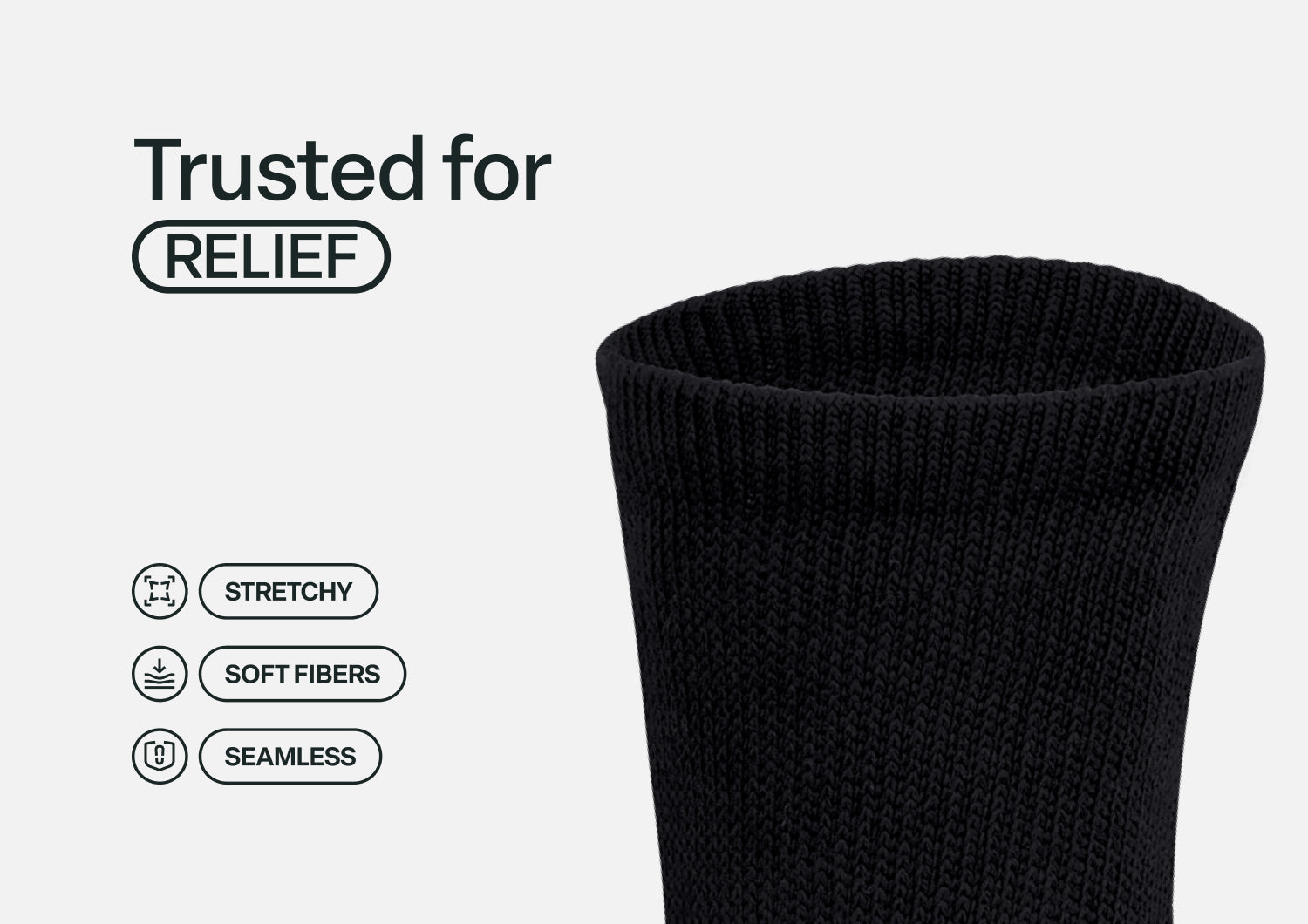 Padded Sole Diabetic Socks - Black - Image 3