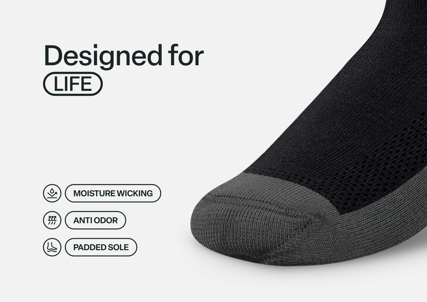 Padded Sole Socks - Charcoal - Image 6