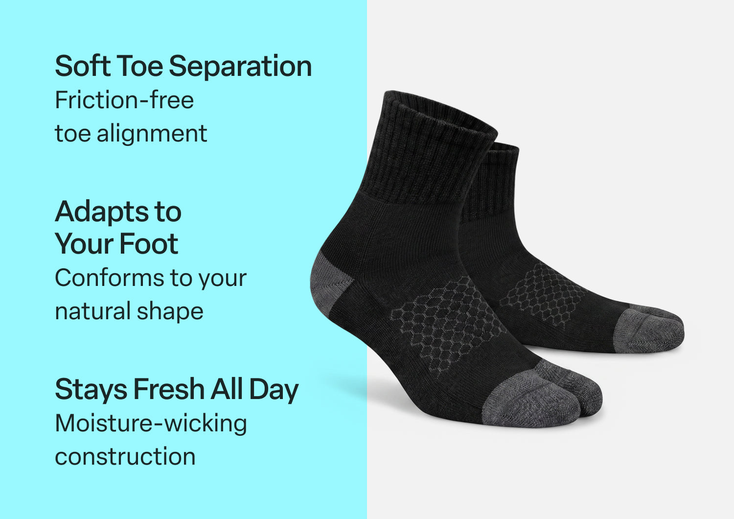 Bunion Relief. Padded Ankle Socks - Black - Image 3