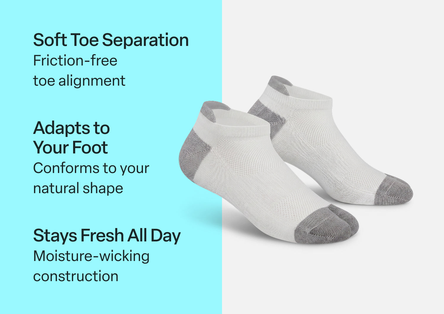 Bunion Relief. Padded Low Cut Socks - White - Image 3