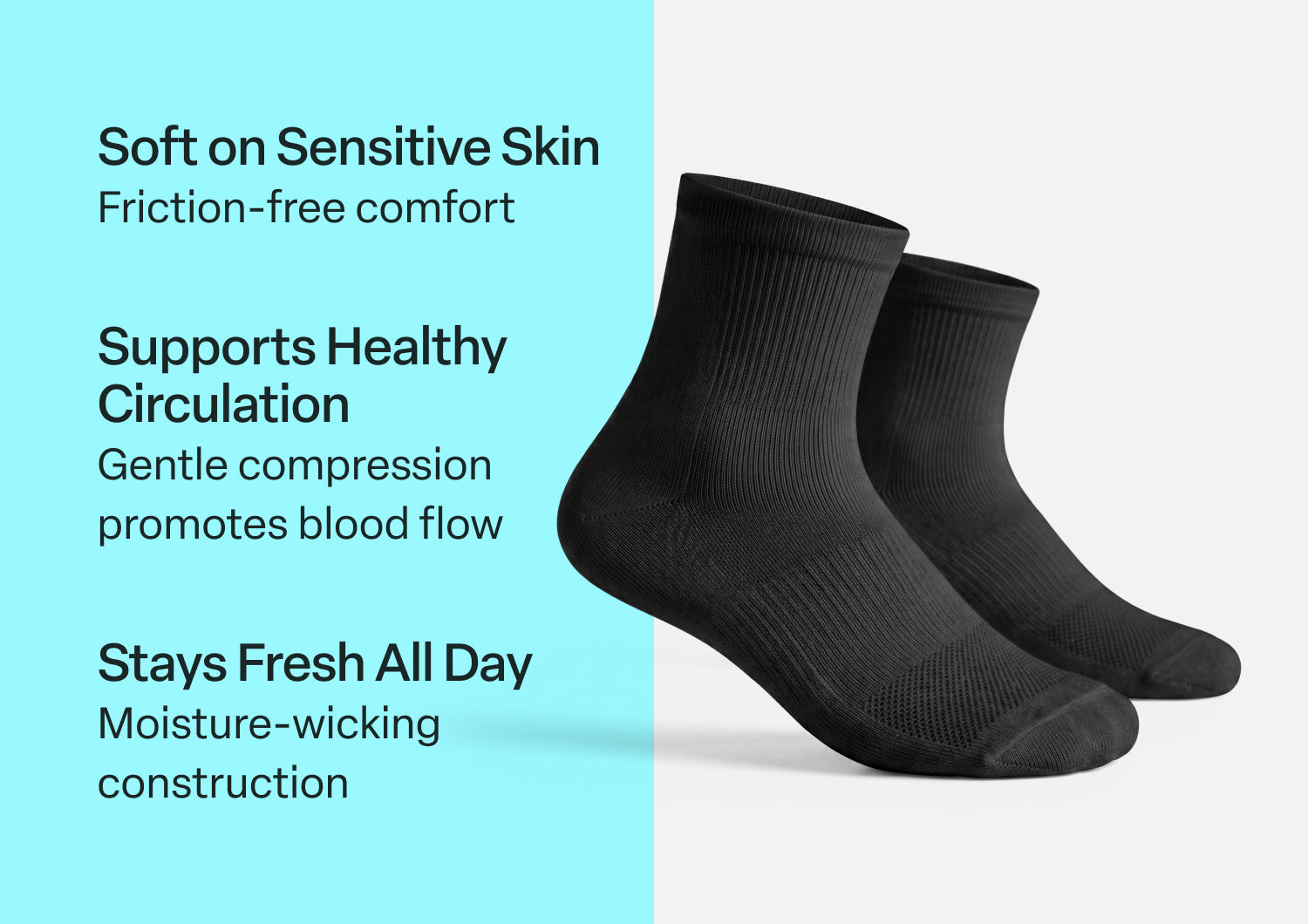Compression Ankle Socks 15-20 mmHg - Black - Image 3
