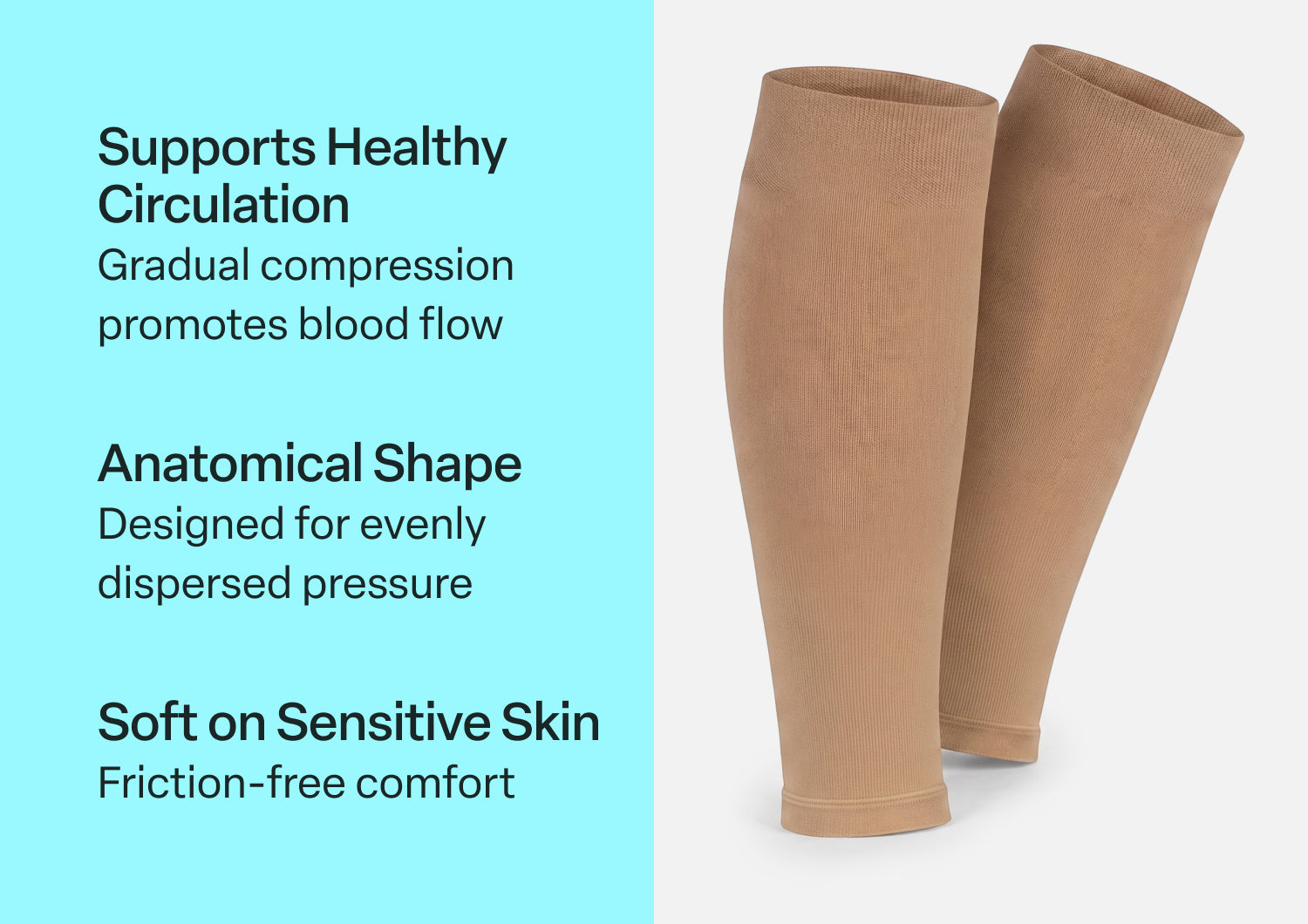 Compression Calf Sleeves Standard 15-20 mmHg - Tan - Image 3
