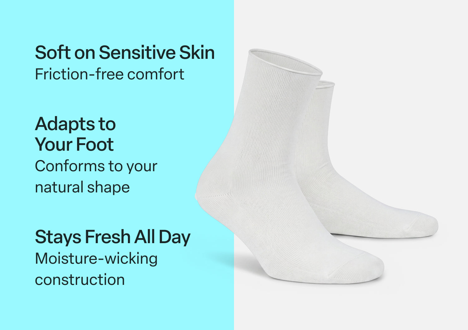 Casual/Dress Diabetic Socks - White - Image 3