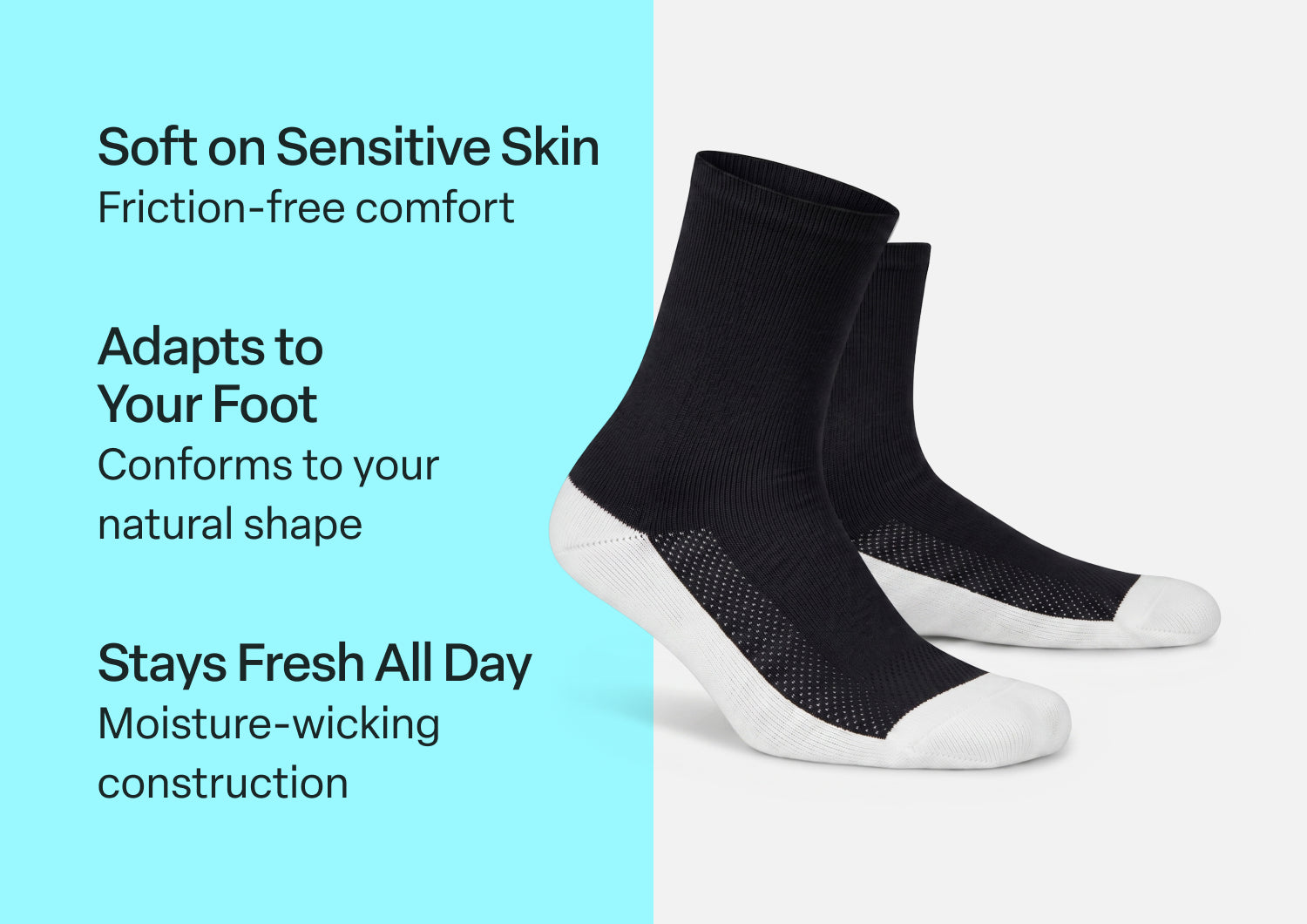 Extra Roomy Diabetic Socks (Thick) - Black - Image 3