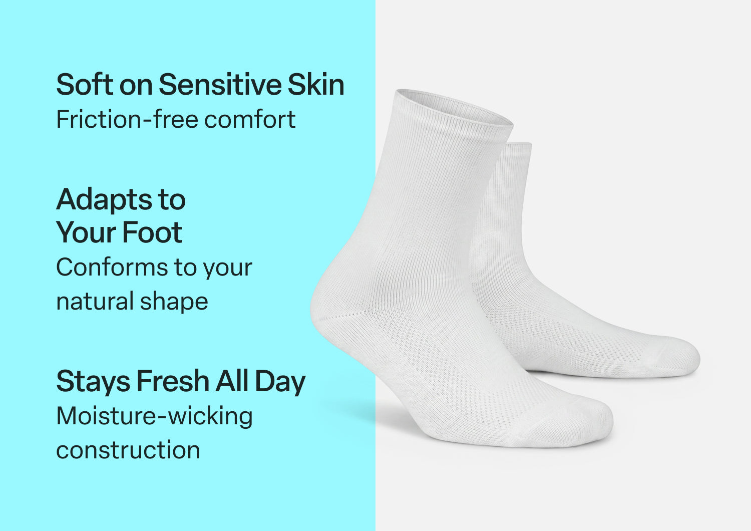 Extra Roomy Diabetic Socks (Thick) - White - Image 3