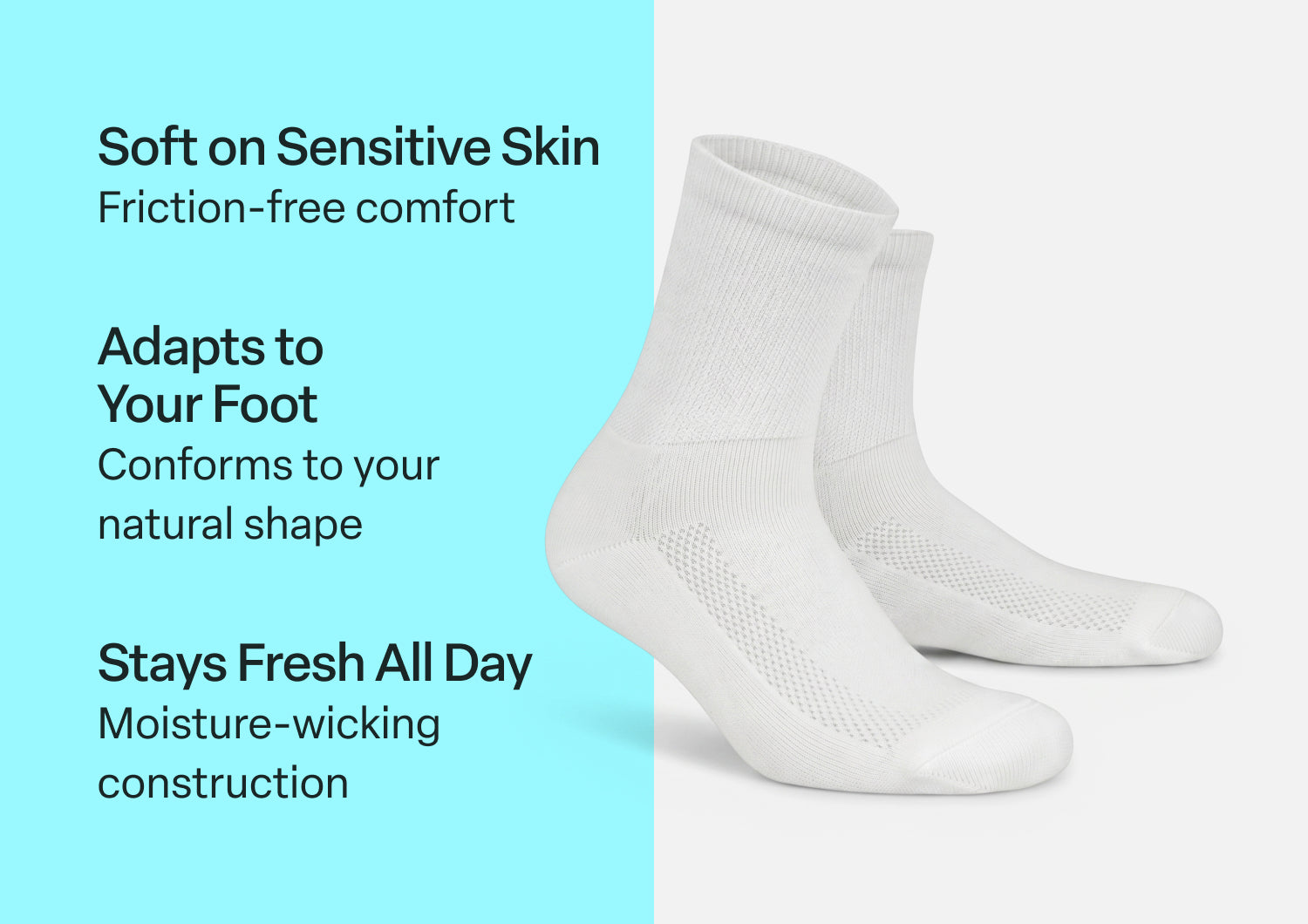 Padded Sole Diabetic Socks - White - Image 3