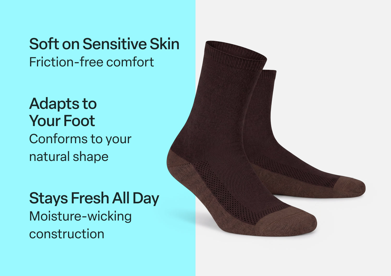 Extra Roomy Socks (Thick) - Dark Brown - Image 3