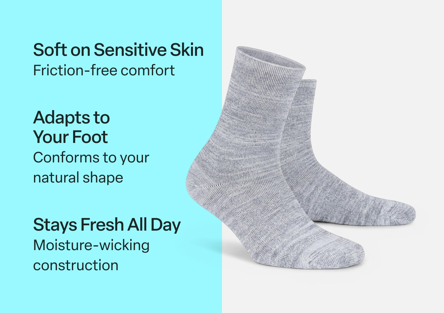 Extra Roomy Socks (Thick) - Gray - Image 3