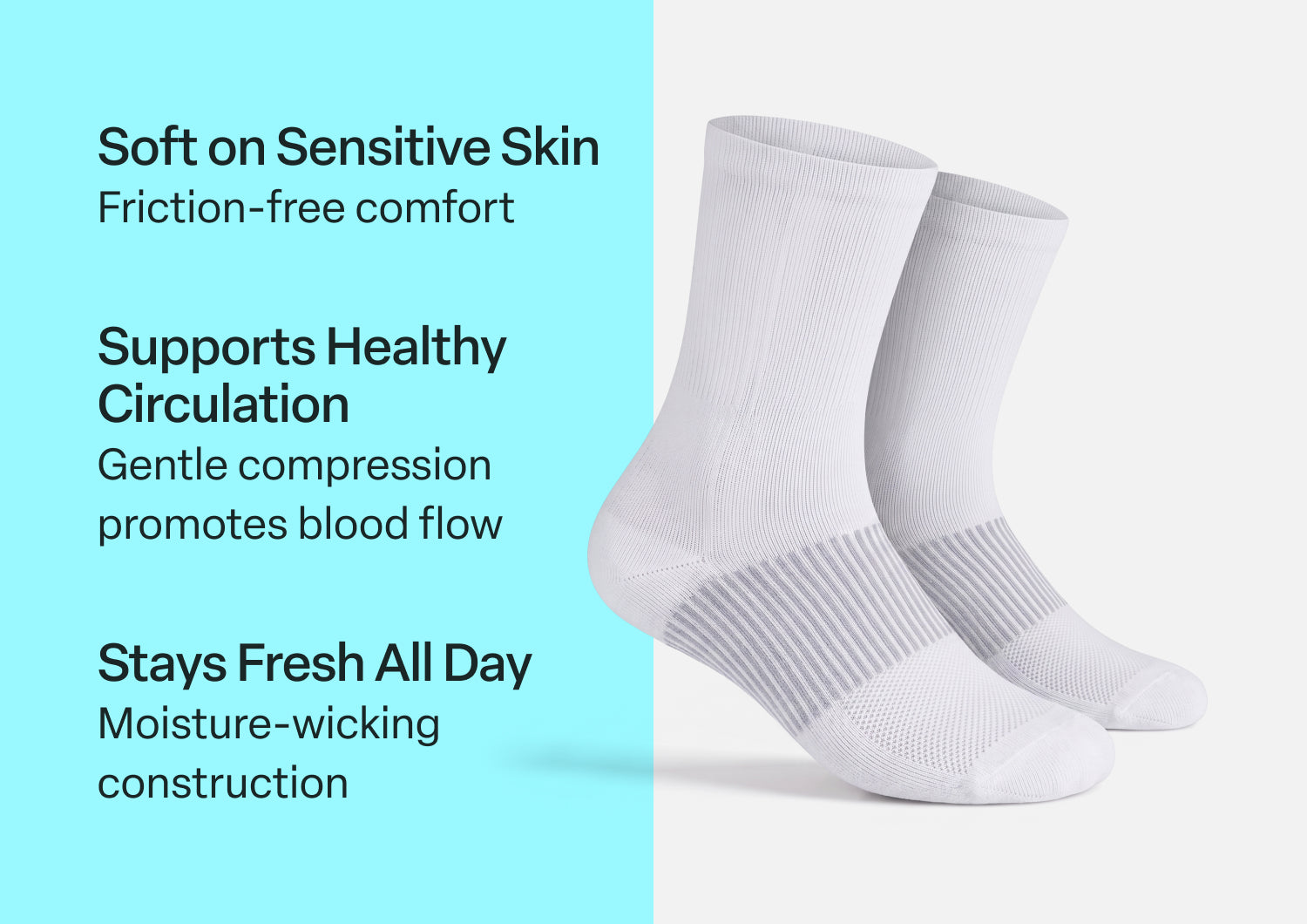 Mid-Calf Compression Socks 18-25 mmHg - White - Image 3