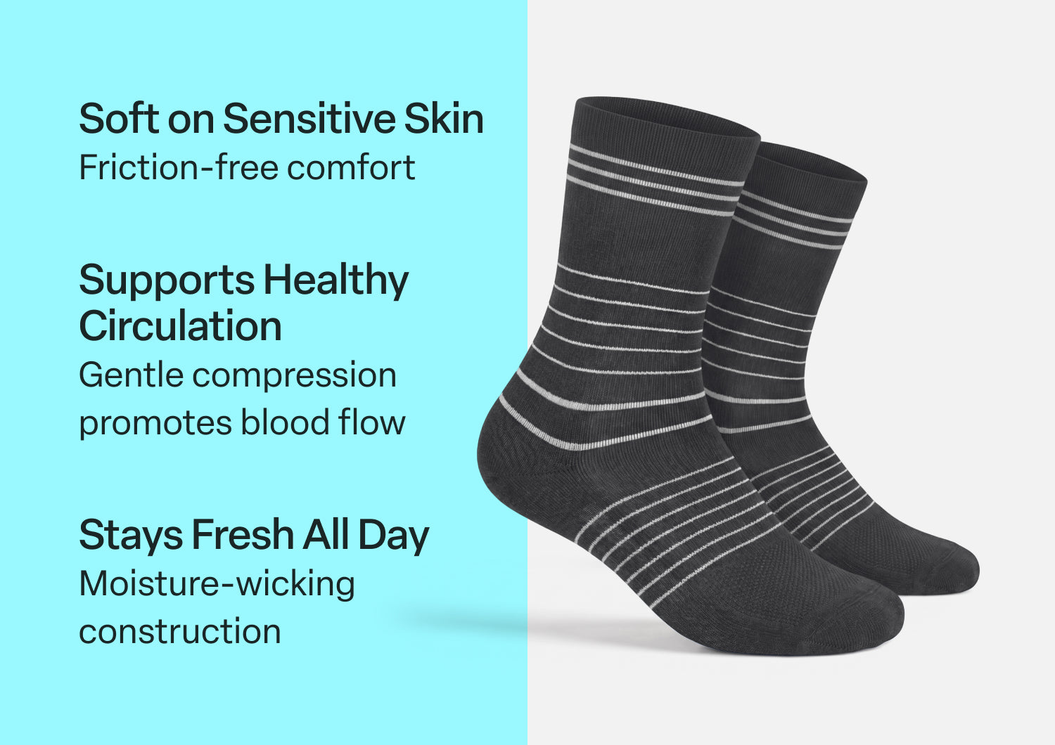 Mid-Calf Compression Socks 18-25 mmHg - Dark Gray - Image 3