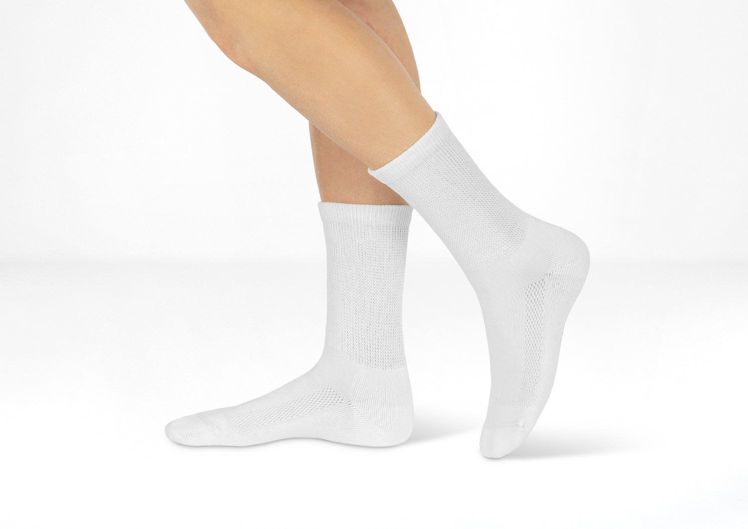 Alternative view of Padded Sole Diabetic Socks - White